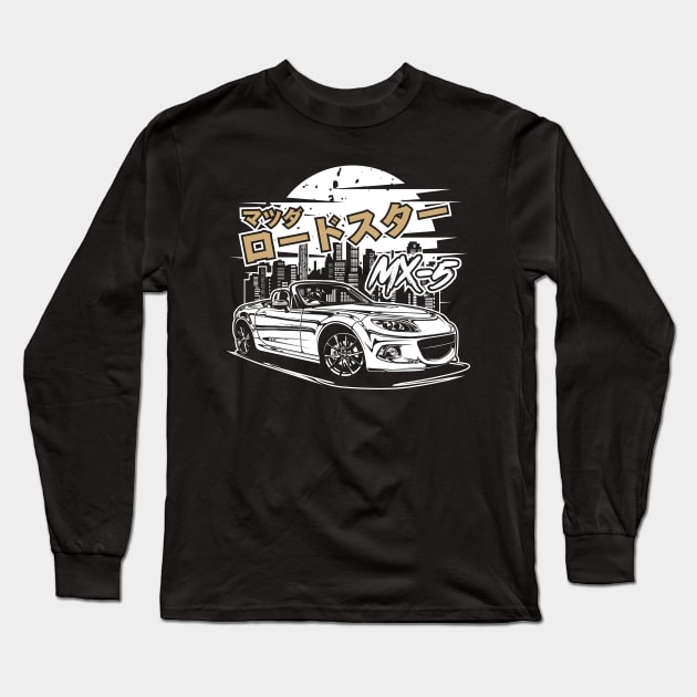 Miata MX-5 Roadster (White Print) Long Sleeve T-Shirt by idrdesign